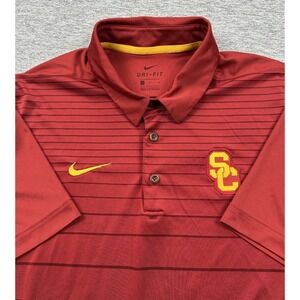 Nike University of Southern California Trojans USC Polo Shirt Mens Large Red